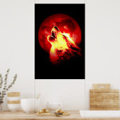 Wolf & Red Moon Poster (Küche)