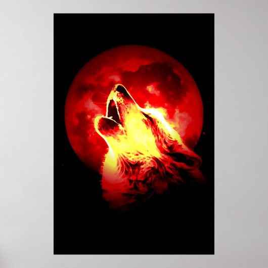 Wolf & Red Moon Poster (Vorne)