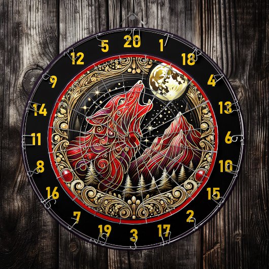 Wolf reflektiert die Freiheit und den Power Dartscheibe