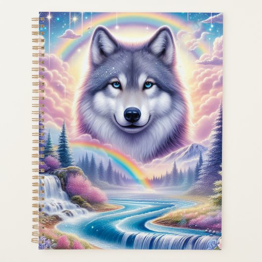 Wolf, Regenbogen und Wasserfälle Planer (Vorderseite)