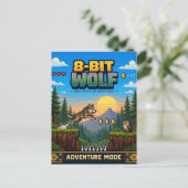 Wolf, Retro-8-Bit-Pixel-Art Postkarte (Stehend Vorderseite)