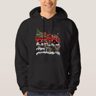 Wolf Riding Red Truck Frohe Weihnachts X-mas Ugly Hoodie