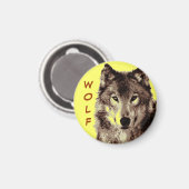 Wolf Round Magnet (Vorderseite/Rückseite)