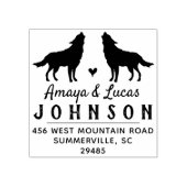 Wolf Rücksendeadresse Briefmarke - Hochzeitstiere Gummistempel (Prägung)