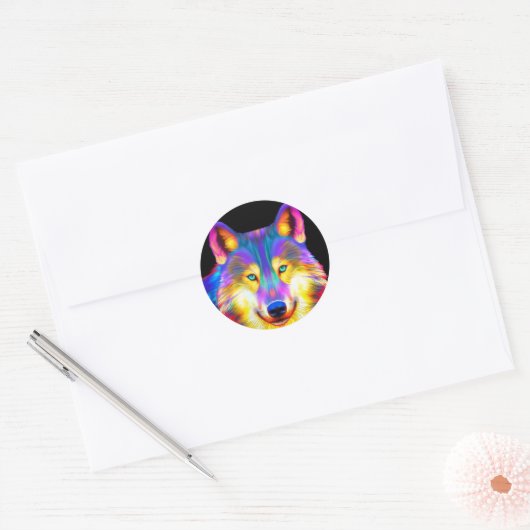 Wolf Runder Aufkleber (Umschlag)