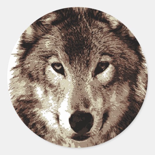 Wolf Runder Aufkleber (Vorderseite)