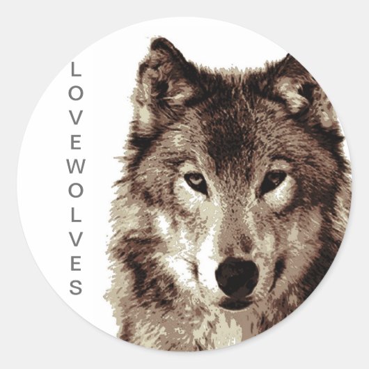 Wolf Runder Aufkleber (Vorderseite)