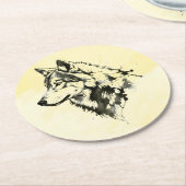 Wolf Runder Pappuntersetzer (Angewinkelt)