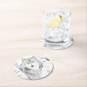 Wolf Runder Pappuntersetzer (Vor Ort)