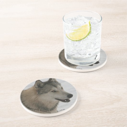 Wolf-Sandstein-Getränk-Untersetzer Getränkeuntersetzer (Seite)