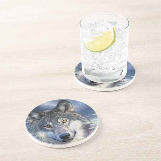 Wolf Sandstone Untersetzer (Seite)