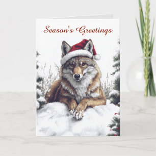 Wolf Santa Christmas Card Karte
