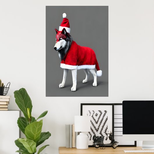 Wolf Santa Claus | AI Art Poster (Heimbüro)