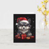 Wolf Santa Claus Hat Christmas Snow Xmas Pajama Pa Karte (Gelbe Blume)