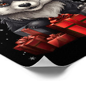 Wolf Santa Claus Hat Christmas Snow Xmas Pajama Pa Poster (Ecke)