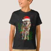 Wolf Santa Hat Christmas Lights Wolf Lover Animal T-Shirt (Vorderseite)