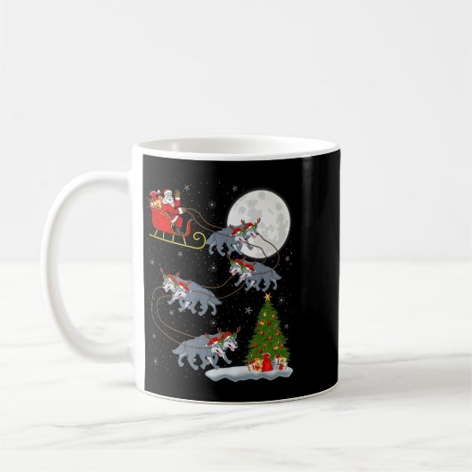 Wolf Santa Sleigh Flying Funny Magical Christmas P Kaffeetasse (Links)