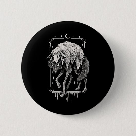 Wolf Schaf Horror Gruselig Folklore Gruselig Goth  Button (Vorderseite)