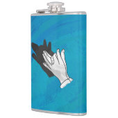 Wolf Schatten auf Blau Flachmann (Links)
