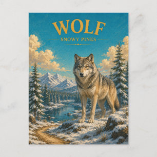 Wolf Schneefichten Wasserfarbe GeoSaga Postkarte