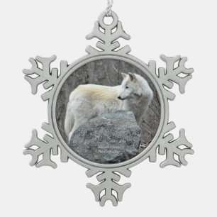 Wolf Schneeflocken Zinn-Ornament