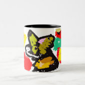 Wolf schöner Herbst Zweifarbige Tasse (Mittel)