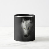 Wolf, Schwarz-Weiß-Wolf-Foto Tasse (Zentrum)