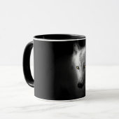 Wolf, Schwarz-Weiß-Wolf-Foto Tasse (Vorderseite Links)