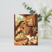 Wolf & Seven Young Kids ~ Märchen Kunst Postkarte (Stehend Vorderseite)