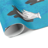 Wolf Shadow on Blue Geschenkpapier (Rolleneckpunkt)