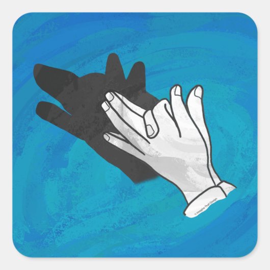 Wolf Shadow on Blue Quadratischer Aufkleber (Vorderseite)