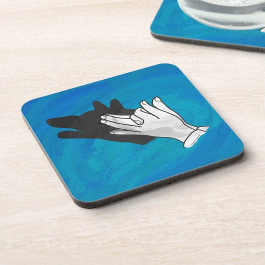 Wolf Shadow on Blue Untersetzer (Linke Seite)