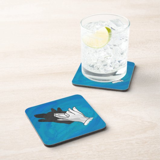 Wolf Shadow on Blue Untersetzer (Rechte Seite)