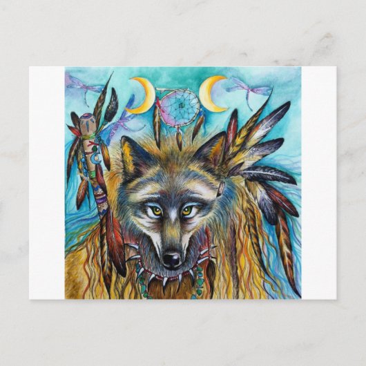 Wolf Shaman Spirit Postkarte (Vorderseite)