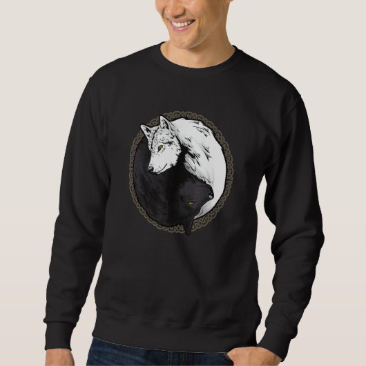 Wolf Shirts, Yin Yang Wolves Tiergeschenk Sweatshirt (Vorderseite)