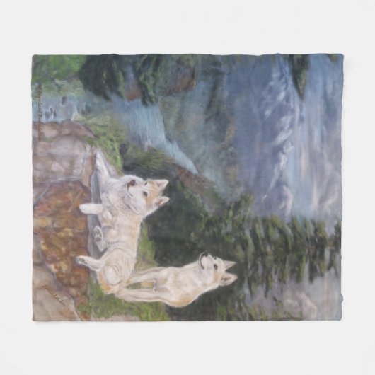 Wolf-"sicherer Hafen-" Fleece-Decke Fleecedecke (Vorderseite (Horizontal))