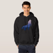 Wolf Silhouette Forest Mountain Hoodie (Vorne ganz)