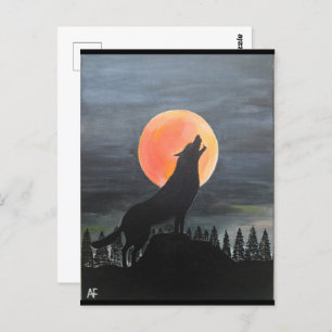 Wolf Silhouette Gemälde von Alfred Fox Collvable Postkarte