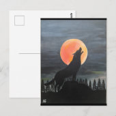 Wolf Silhouette Gemälde von Alfred Fox Collvable Postkarte (Vorne/Hinten)