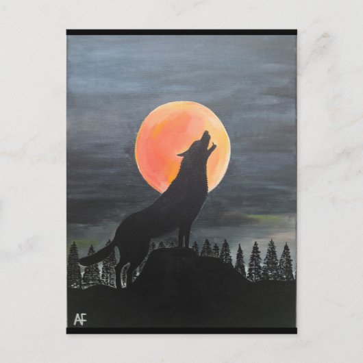 Wolf Silhouette Gemälde von Alfred Fox Collvable Postkarte (Vorderseite)
