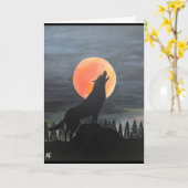 Wolf Silhouette Gemälde von Alfred Fox Karte (Gelbe Blume)