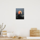 Wolf Silhouette Gemälde von Alfred Fox Poster (Küche)
