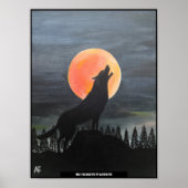 Wolf Silhouette Gemälde von Alfred Fox Poster (Vorne)