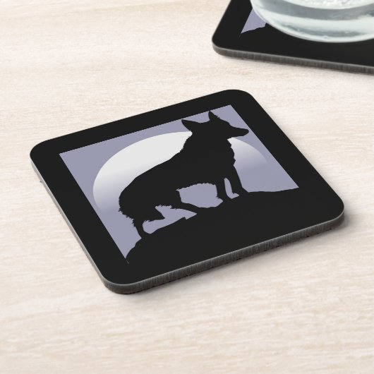 WOLF-SILHOUETTE GETRÄNKEUNTERSETZER (Linke Seite)