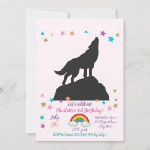 Wolf-Silhouette hewling - Farbe auswählen Einladung