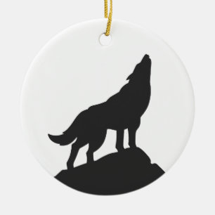 Wolf-Silhouette hewling - Farbe auswählen Keramik Ornament