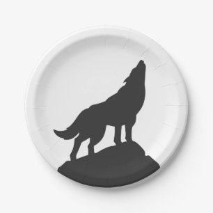 Wolf-Silhouette-Hobling - Wählen Sie Hintergrundf Pappteller