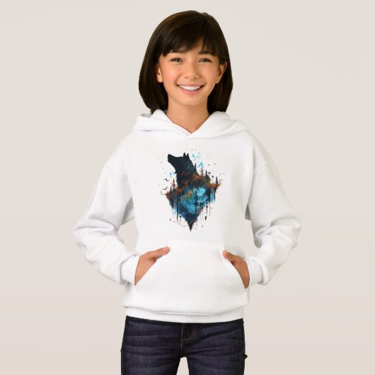 Wolf-Silhouette Hoodie (Vorne ganz)