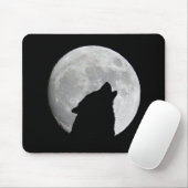 Wolf-Silhouette im Hintergrund "Dusk Plus Moon" Mousepad (Mit Mouse)