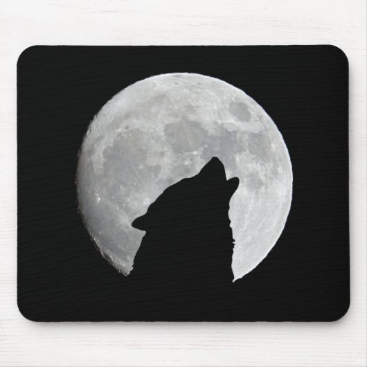 Wolf-Silhouette im Hintergrund "Dusk Plus Moon" Mousepad (Vorne)